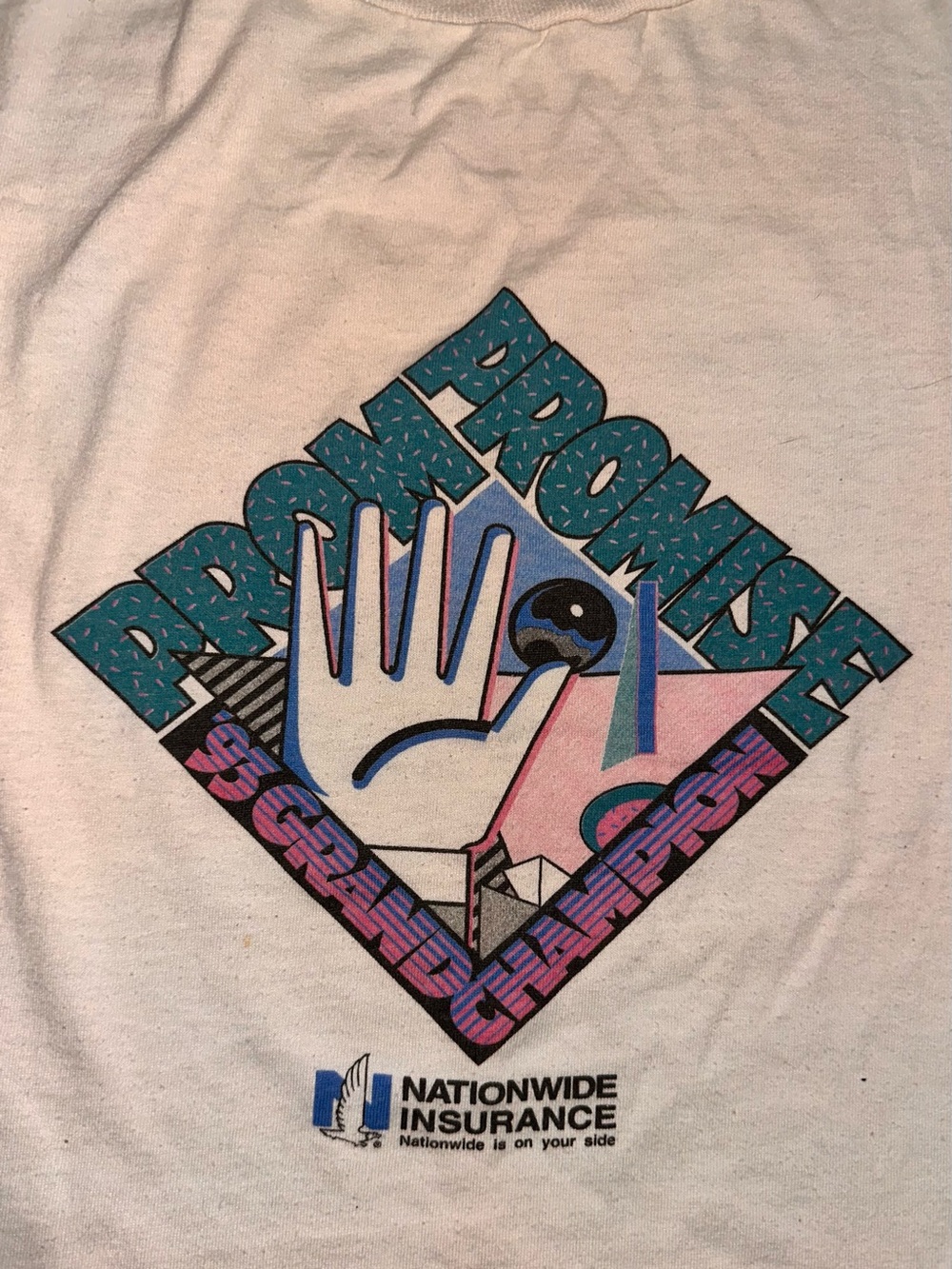 Vintage XL 1993 Single Stitch Prom Promise Grand Champion White Graphic Shirt